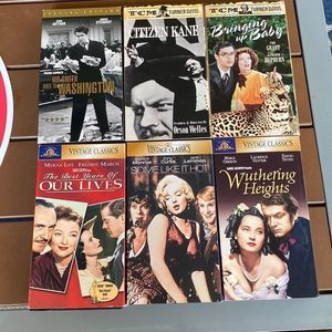 Bundle of 6  Classic VHS Video Tapes Marilyn Monroe Jimmy Stewart Myrna Loy
